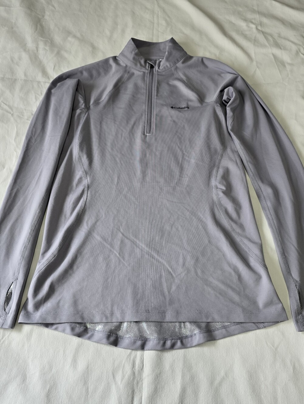 Columbia Light Gray Long Sleeve quarter-zip Active Top. Sz. Small